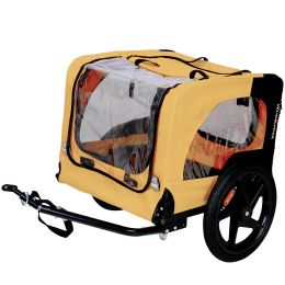 Yellow Outdoor Heavy Duty Foldable Utility Pet Stroller Dog Carriers Bicycle Trailer (Color: as Pic)