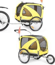 Large Bicycle pet Trailer and Jogger 2 in 1 Function (Color: as Pic)