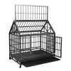 Heavy-Duty Metal Dog Kennel, Pet Cage Crate with Openable Pointed Top and Front Door, 4 Wheels, 42.5"L x 28.3"W x 44"H