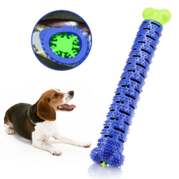 Dog Chew Toys Toothbrush Pets Molar Tooth Cleaning Brushing Stick Doggy Silicone (Color: Blue)