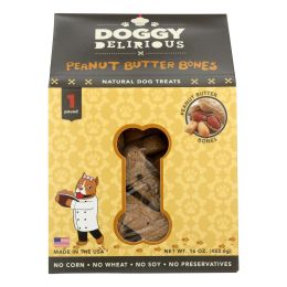 Doggy Delirious Dog Treats - Peanut Butter Bones - Case of 6 - 16 oz (SKU: 2016574)