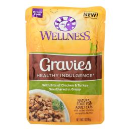 Wellness Pet Products Cat Food - Gravies with Bits of Chicken and Turkey Smothered In Gravy - Case of 24 - 3 oz. (SKU: 1817667)