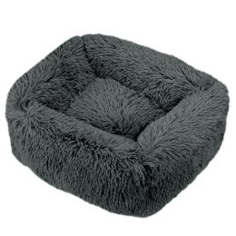 Winter Plush Pet Nest Square Mat (Option: Dark Grey-2XL)