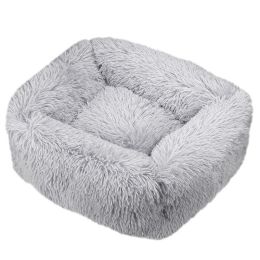 Winter Plush Pet Nest Square Mat (Option: Light Grey-L)