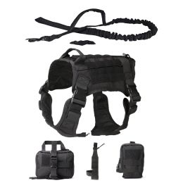 Outdoor Dog Vest Five Piece Suit Tactical Dog Clothing Dog Supplies (Option: Black-XL)