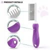 Pet Comb with Long & Short Stainless Steel Teeth for Removing Matted Fur; Knots & Tangles â€šÃ„Ã¬ Detangler Tool Accessories for Safe & Gentle DIY Dog & C