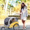 2 in1 Pet Bicycle Trailer and Jogger Travel Carrier Suitable for Small and Medium Dogs; Folding Storage