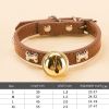 Leather Pet Collars Pet paw print bone alloy bell collar dog collar Best Santa Xmas Gifts cat collar