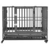 vidaXL Dog Cage with Wheels Steel 36.2"x24.4"x29.9"