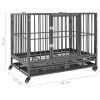 vidaXL Dog Cage with Wheels Steel 36.2"x24.4"x29.9"