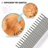 Pet Comb with Long & Short Stainless Steel Teeth for Removing Matted Fur; Knots & Tangles â€šÃ„Ã¬ Detangler Tool Accessories for Safe & Gentle DIY Dog & C