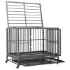 vidaXL Dog Cage with Wheels Steel 36.2"x24.4"x29.9"