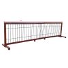 Wooden dog gate; free standing wire mesh pet gate; expandable; MAHOGANY