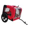 Bicycle trailer for pets outdoor foldable red color dog trailer with reflectors and safty flag