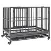 vidaXL Dog Cage with Wheels Steel 36.2"x24.4"x29.9"