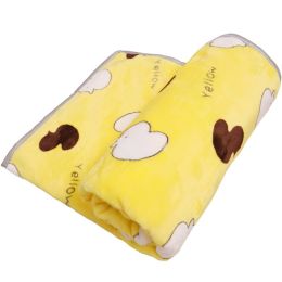 Cartoon Printed Thickening Pet Blanket Flannel Coral (Option: Cute Duck Yellow-60x40cm)