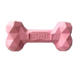 Pet Dog Teeth Grinding Bite Resistant Rubber Bone Toy (Option: Pink-L)