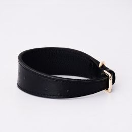 Dog Collar Small Medium Dog Leather Adjustable Dog Collar Shiba Inu Golden Fur Leather Collar (Option: Black-S)