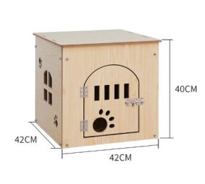 Removable And Washable Four Seasons Pet House, Wooden Pet Nest (Option: Log L plus door)