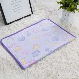 Pet Blanket Dogs And Cats Flannel Blanket Autumn And Winter Warm Blanket Floor Mat (Option: Purple Bone Blanket-76 52cm)