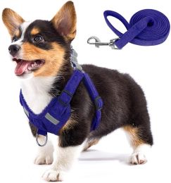 Velvet Dog Strap Reflective Breathable Dog Rope Pet (Option: Blue-XXS)