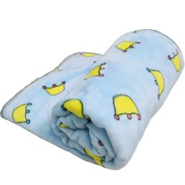 Cartoon Printed Thickening Pet Blanket Flannel Coral (Option: Cartoon Crown Blue-70X50CM)