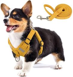 Velvet Dog Strap Reflective Breathable Dog Rope Pet (Option: Yellow-XXS)