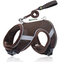 Pet Hand Holding Rope Mesh Dog Breast Strap Adjustable Reflective Dog Rope Pet Supplies (Option: Brown-S 35kg)