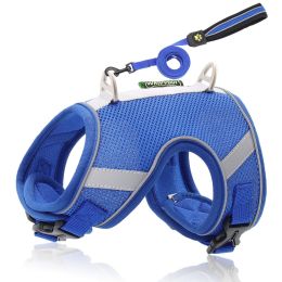 Pet Hand Holding Rope Mesh Dog Breast Strap Adjustable Reflective Dog Rope Pet Supplies (Option: Blue-S 35kg)